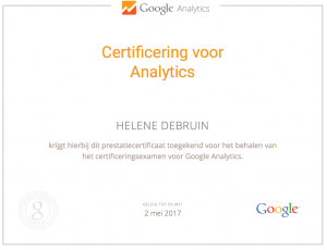 certifikaat Google Analytics